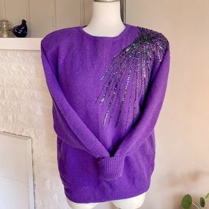 Vintage Lambswool Angora Starburst Beaded Sweater